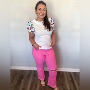 Show Me Love Textured Sleeves Top